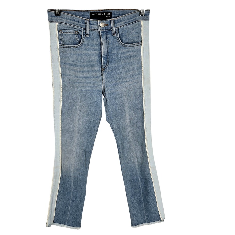Veronica‎ Beard Jeans Womens 26 Carly 11 Inch Kick Flare Side Stripe Made in USA
